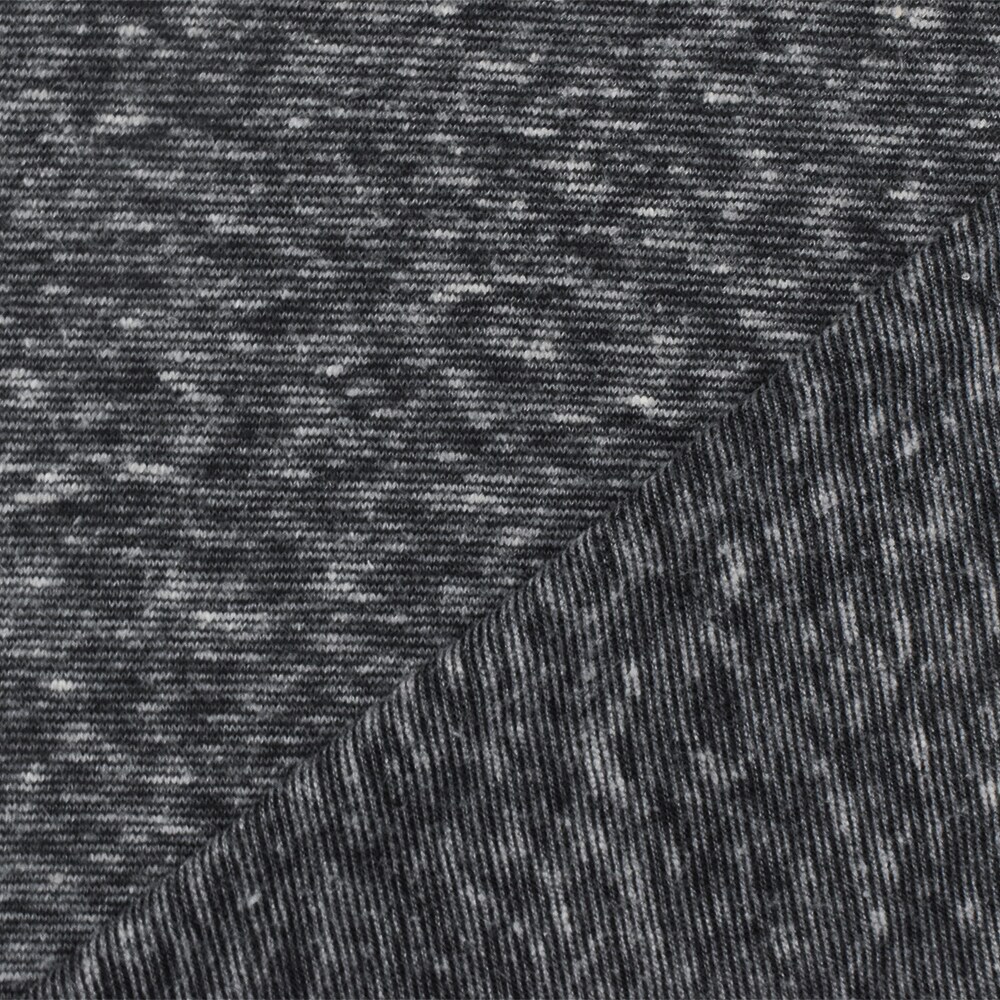 Off Black-Gray Slub Stretch Texture Jersey Knit Fabric By the Yard