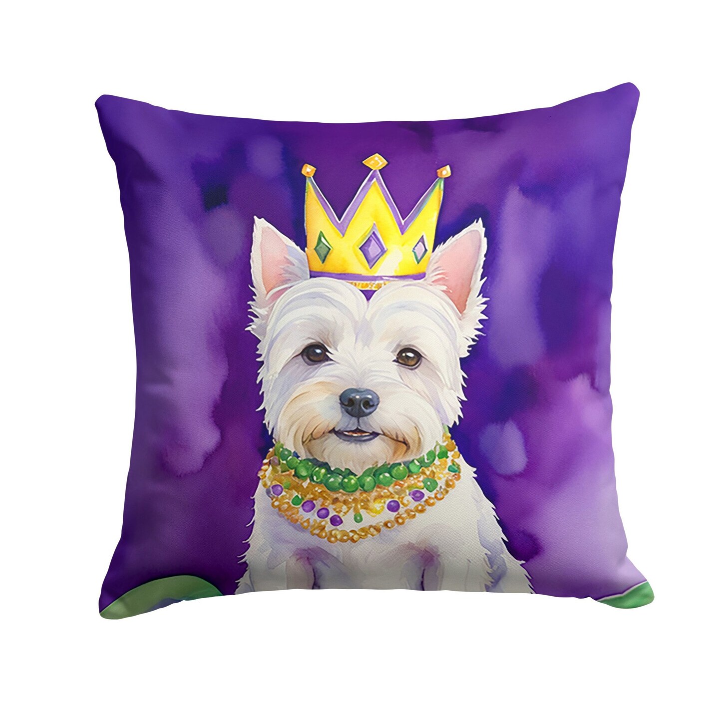 Edge Collections - 18" X 18" - Multicolor - King Westie of Mardi Gras - 1 Piece