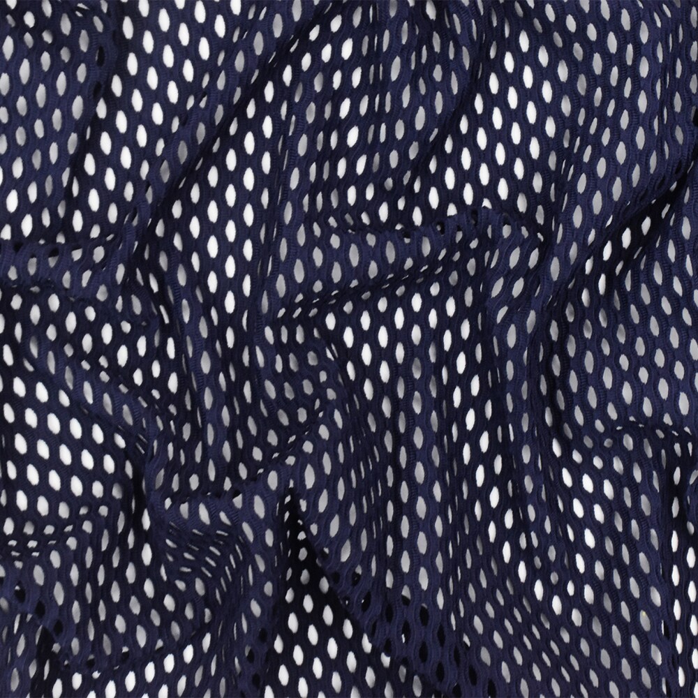 Dark Indigo Blue Famous Maker Mesh Stretch Yoga Activewear Knit Fabric By the Yard