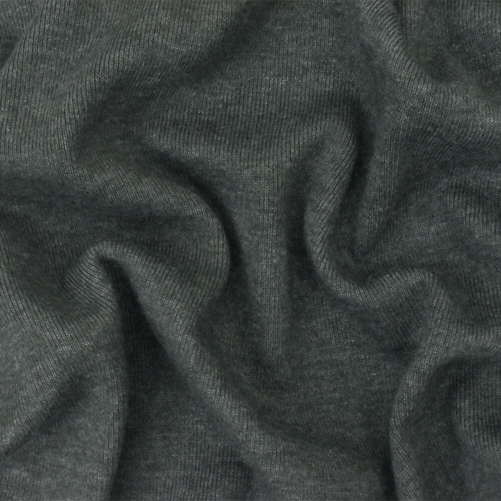Heather Dark Gray Organic Cotton Poly Stretch Spandex Rib Knit Fabric By the Yard