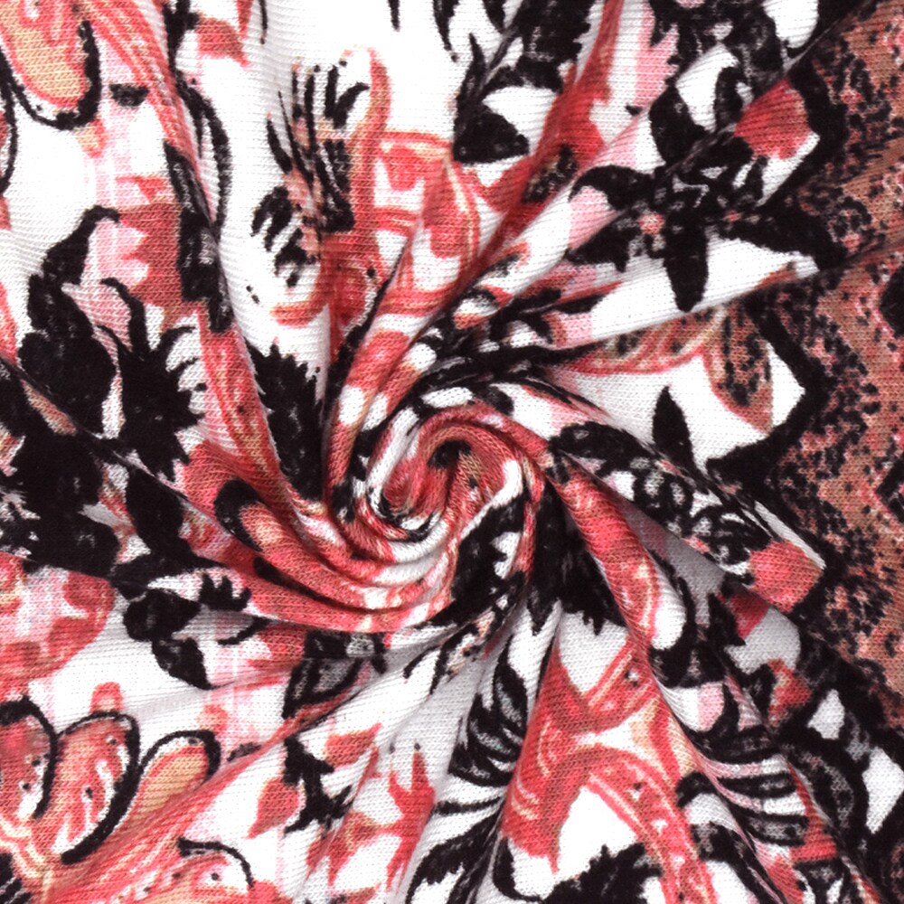 Pink-White-Multi Baroque Stripe Printed Rayon Stretch Jersey Knit Fabric By the Yard