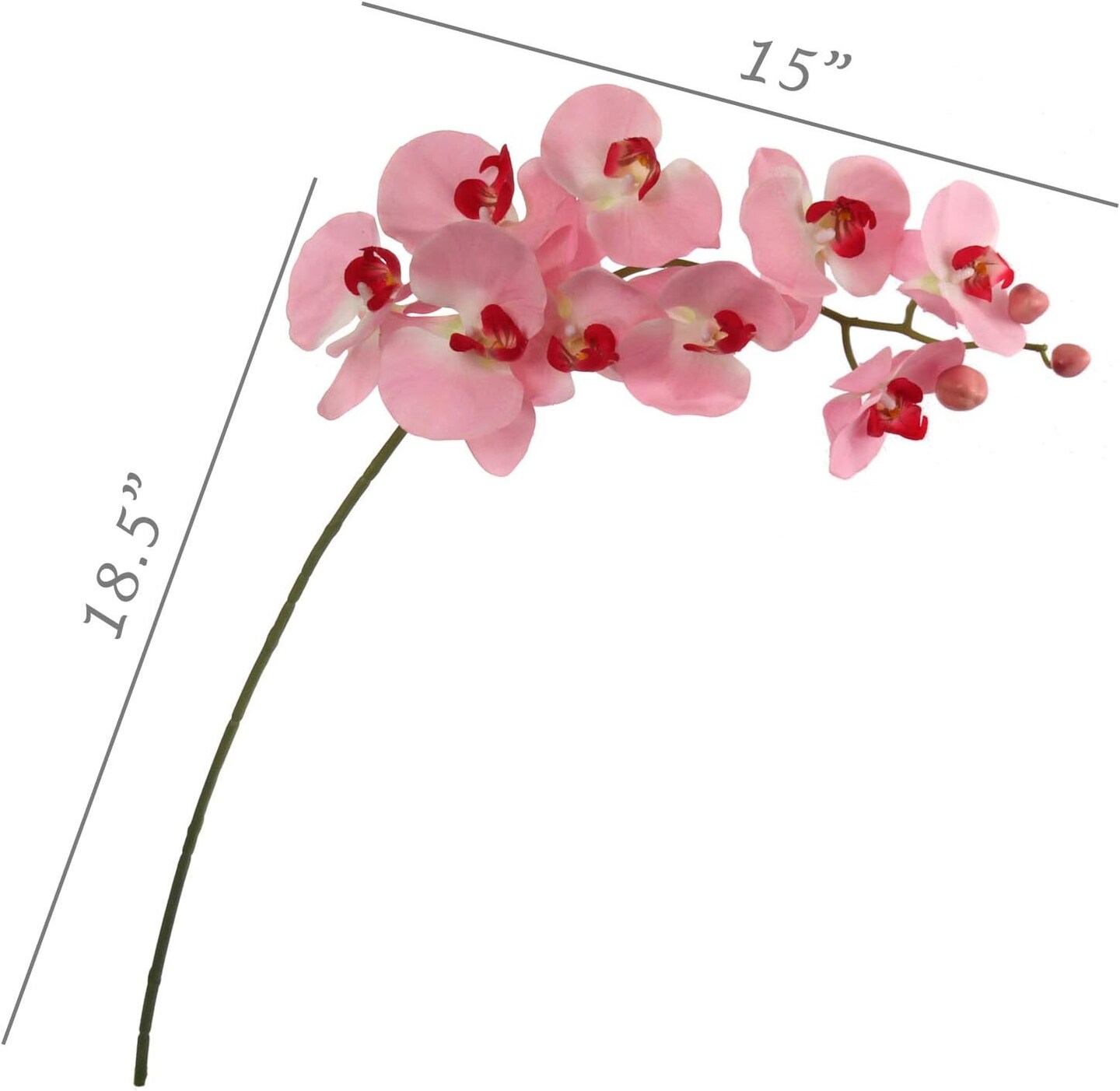 2-Pack 33.5-Inch Pink Phalaenopsis Orchid Stems with 9 Realistic Silk Blooms and Green Buds, Perfect for Elegant Home and Event Decor, Floral Home by Artificial Flowers