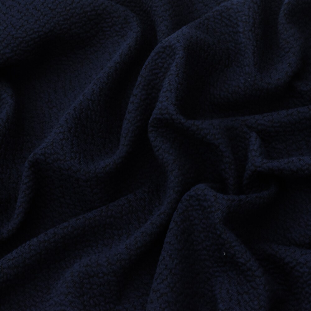 Abyss Blue-Black Poly-Cotton 3D Texture Jacquard Knit Fabric By the Yard
