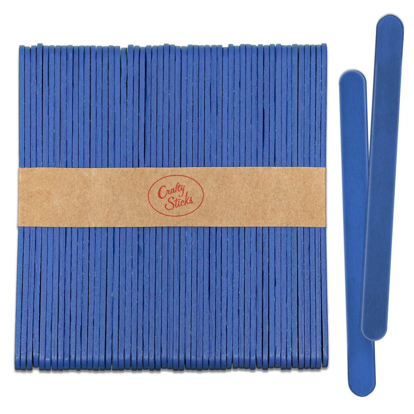 CraftySticks Colored Wood Craft Sticks 4.5 Inch, Red Orange Yellow Green Blue Purple White Black Pink Brown Popsicle Sticks