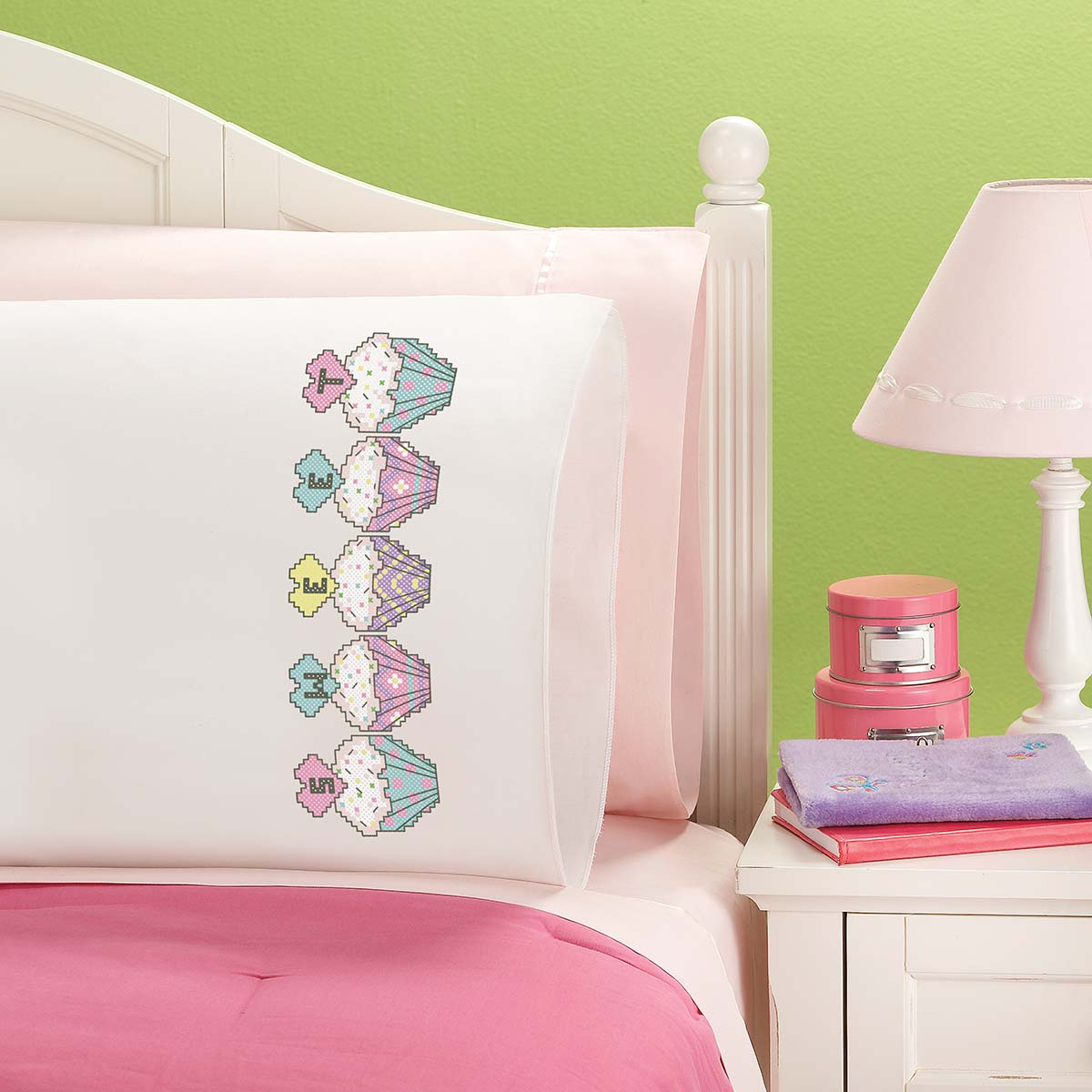 Herrschners So Sweet Kid's Pillowcase Stamped Cross-Stitch Kit