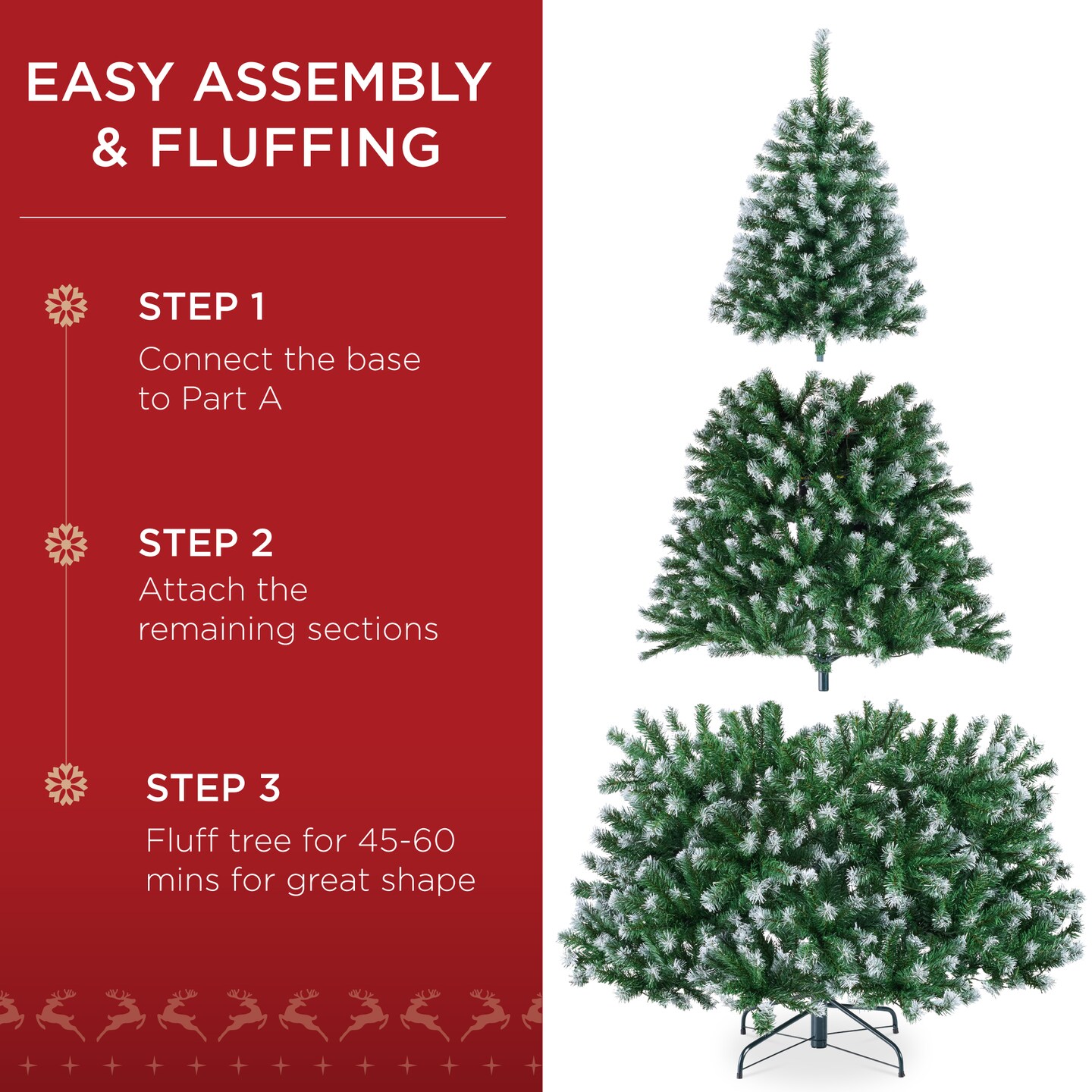 Best Choice Products Artificial Frosted Christmas Tree, Premium Pre-Lit Spruce Design, Dense Branches – Green Spruce