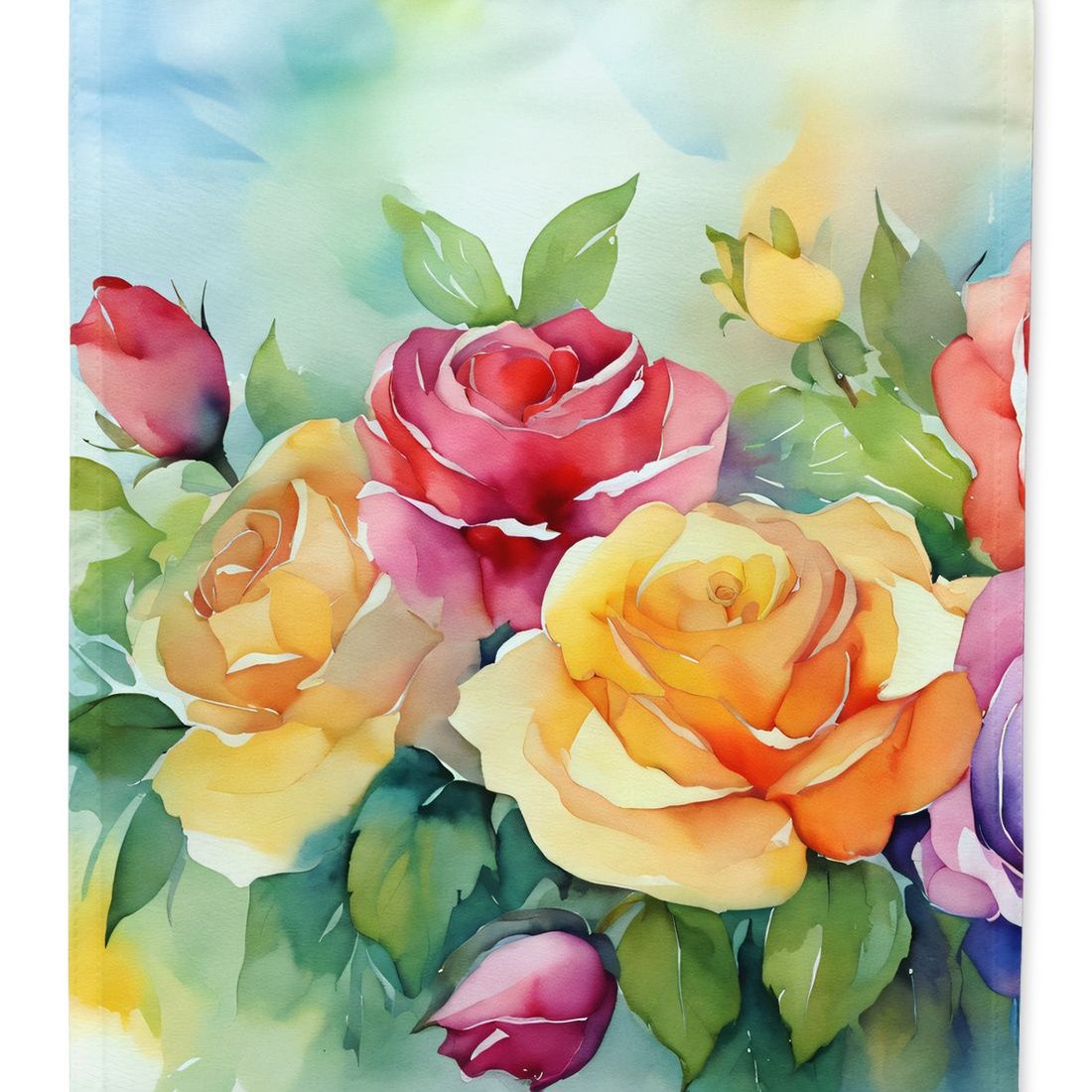 Edge Collections - 28" X 40" - Multicolor - Roses in Watercolor Large Porch Artwork - 1 Piece