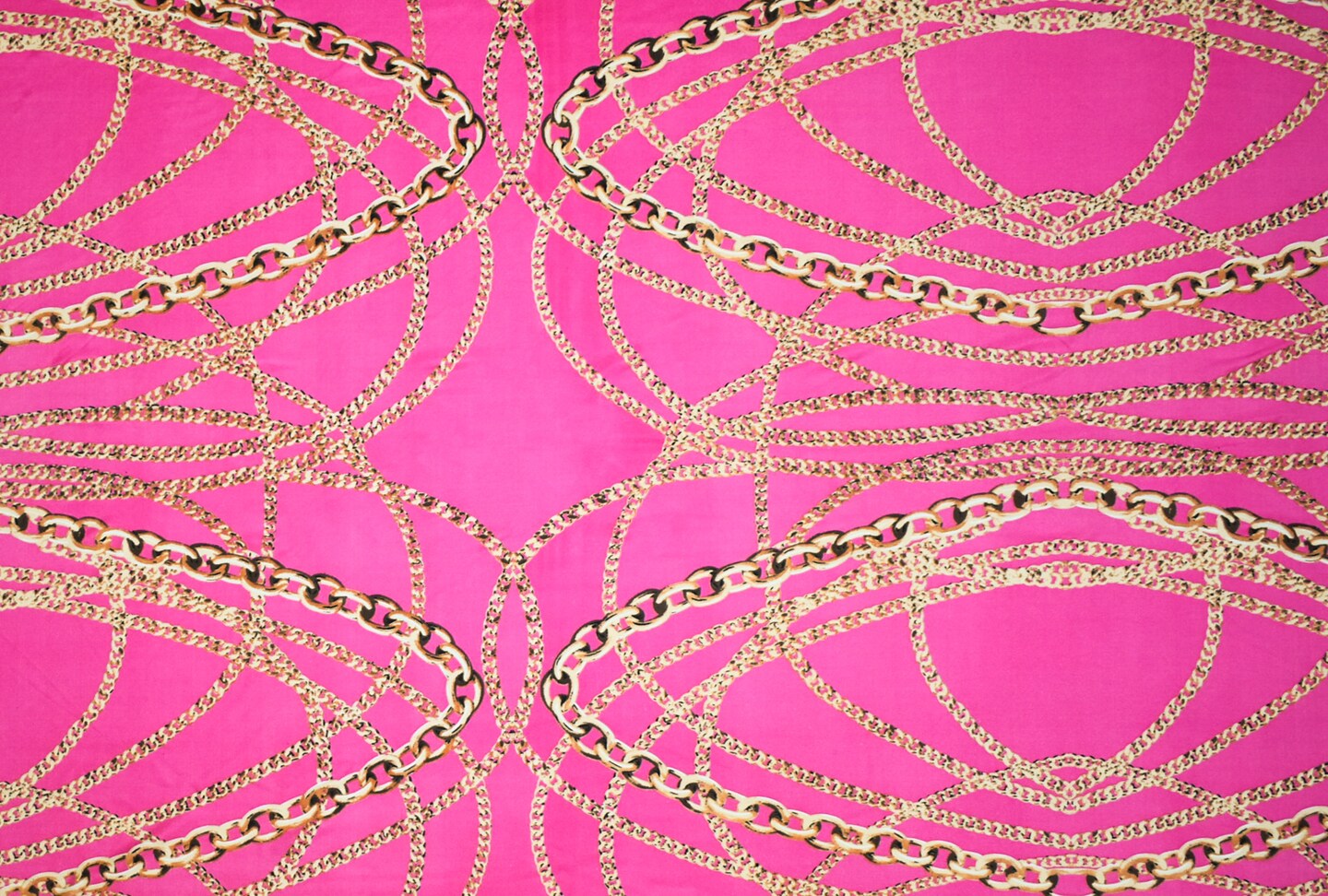 Hot Pink-Beige-Multi Chain Printed Stretch Silk Jersey Knit By the Yard