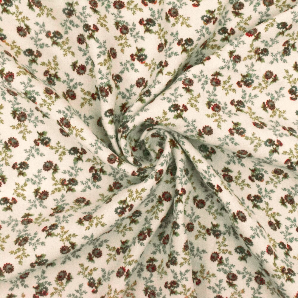 Beige-Brown-Multi Famous Designer Floral Print Viscose Crepe Faille Fabric By the Yard
