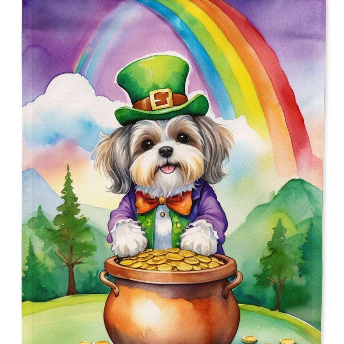 Edge Collections - 28" X 40" - Multicolor - Lhasa Apso St Patrick's Day - 1 Piece