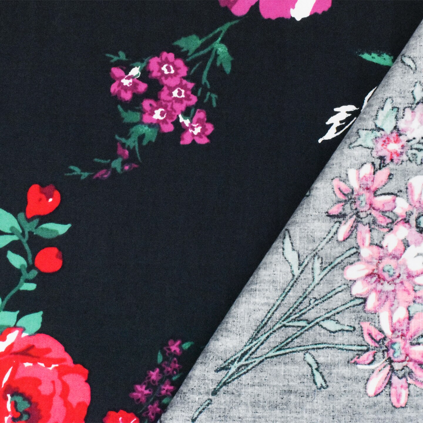 Navy-Blue-Multi Floral Printed Cotton Poplin Woven Fabric By the Yard