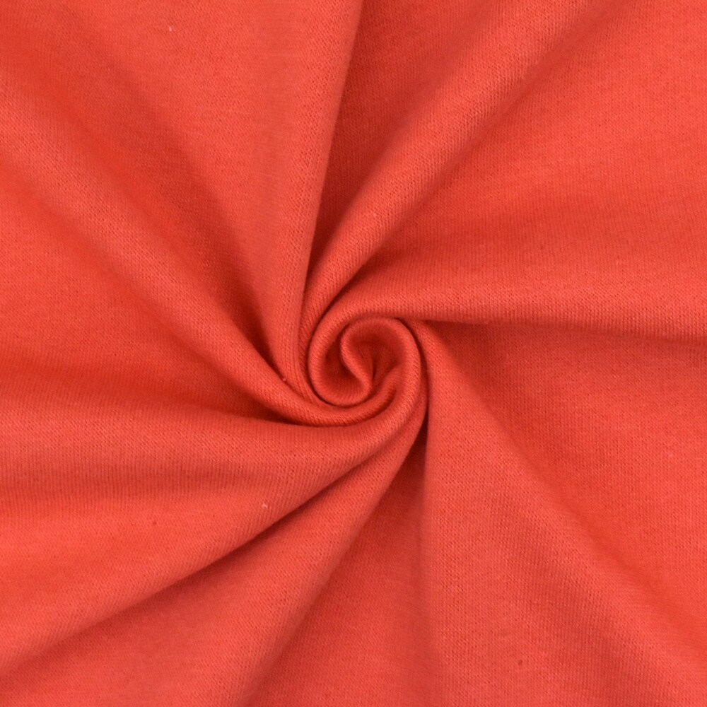 Summer Orange Solid Cotton-Poly Brushed Terry Fleece Knit Fabric By the Yard