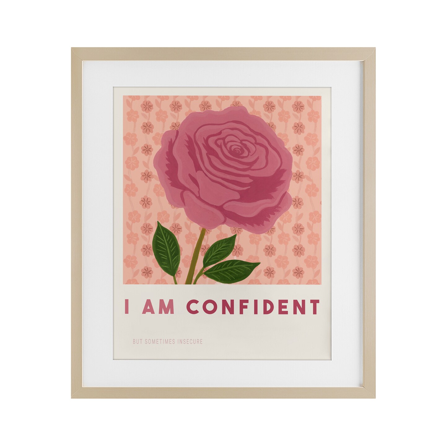 Stupell Industries Rose I Am Confident Affirmation Framed Print Under Glass, design by Courtney Haley