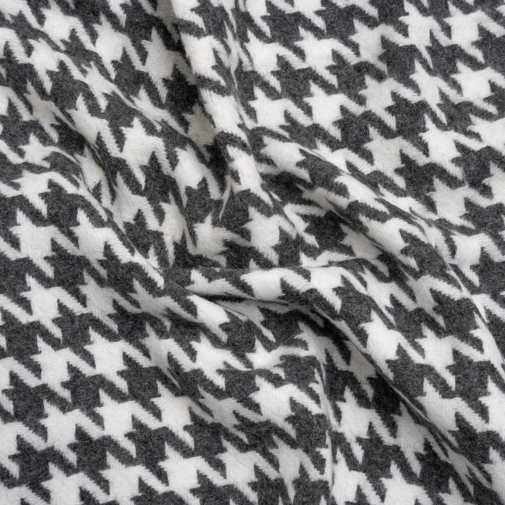 1 Yard Charcoal and White Houndstooth Felted Wool Blend Twill Coating