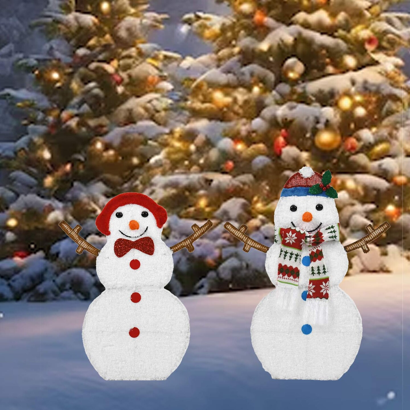 Outdoor Inflatable Santa Claus Set of 2 Lighted Holiday Lawn &#x26; Garden Decor 42.05cm x 37cm x 1.6cm