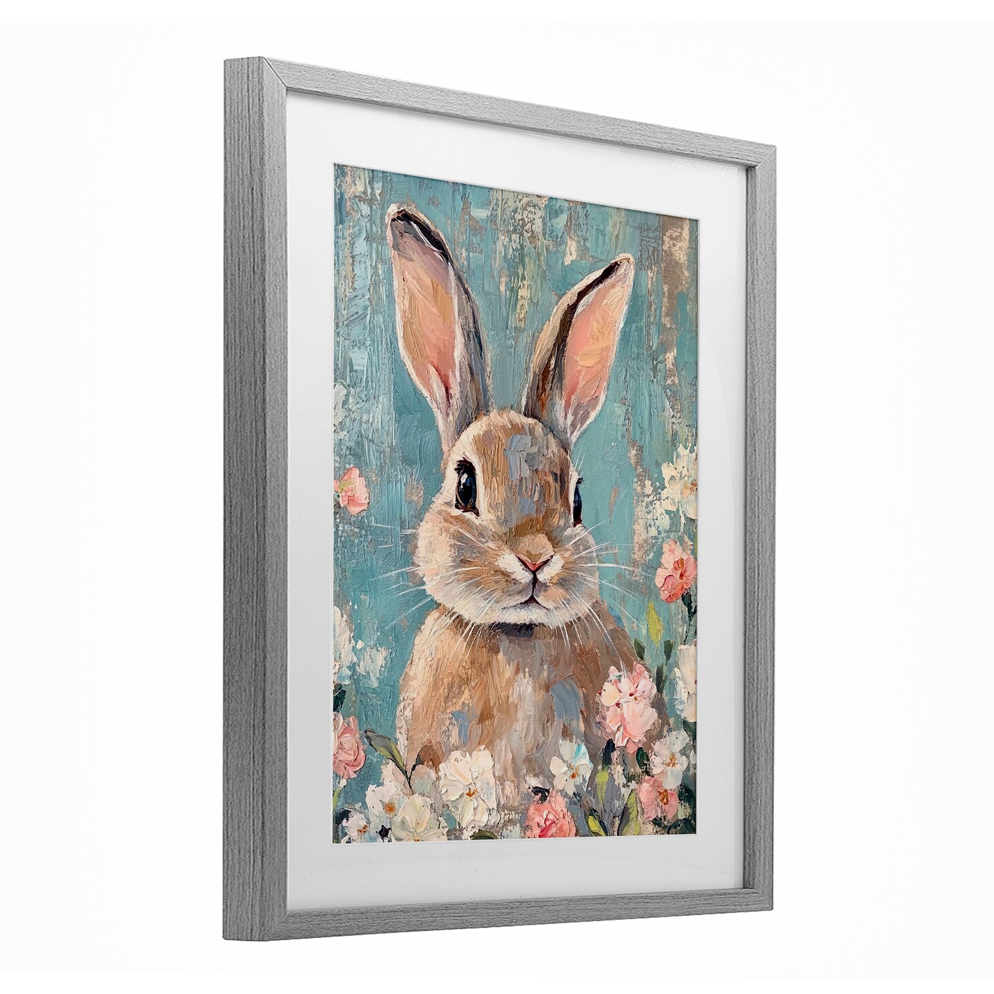 Stupell Industries Distressed Bunny Portrait Framed Print Under Glass, design by Franklyn Gregory