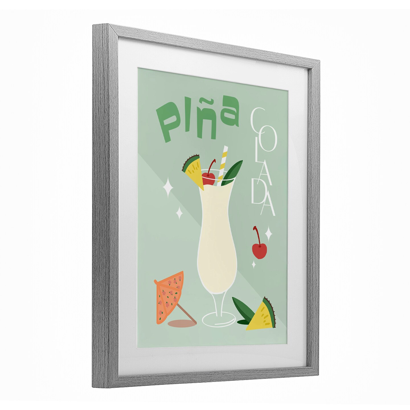 Stupell Industries Pina Colada Minimalism Framed Print Under Glass, design by ANNA QUACH