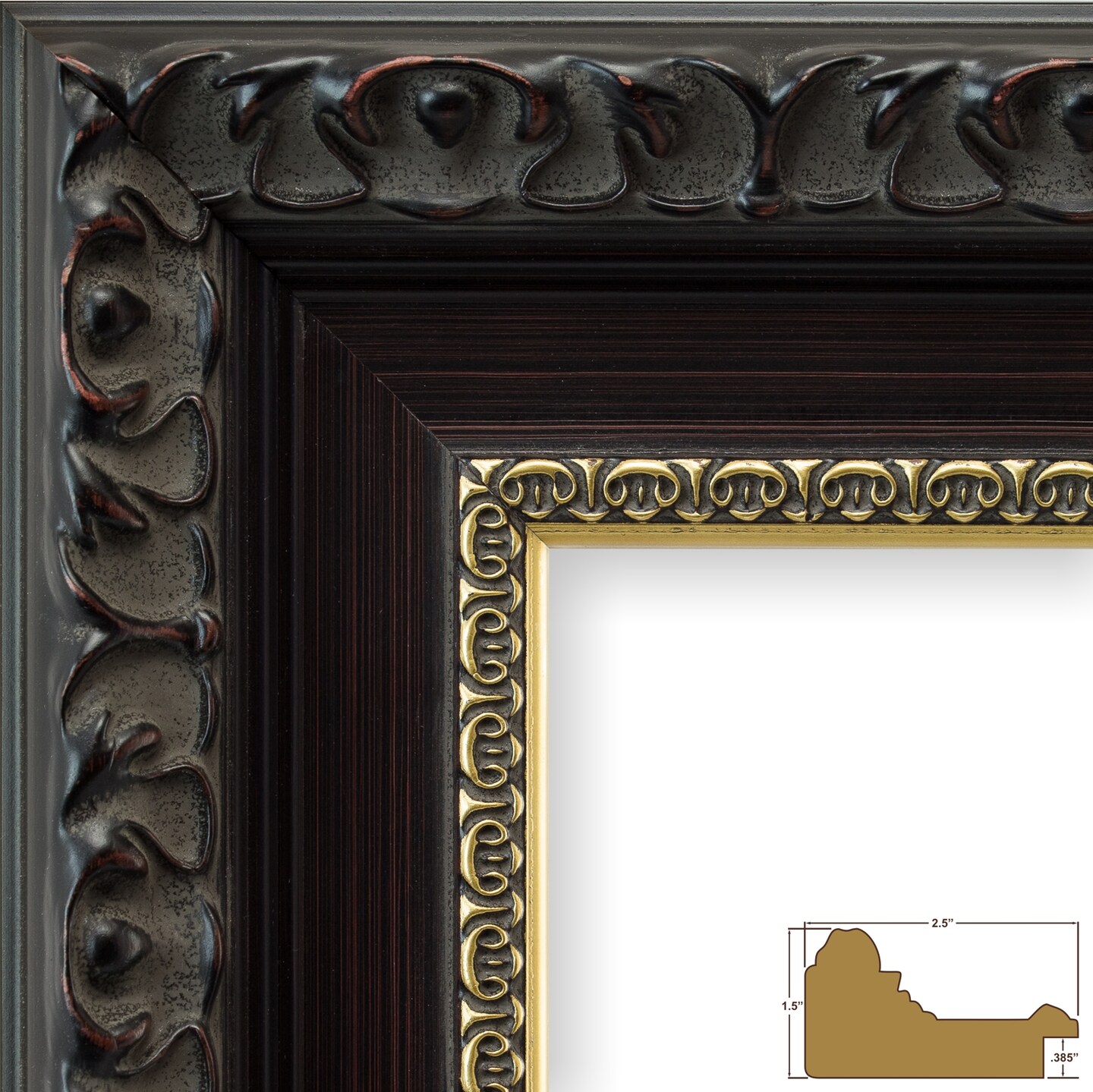 13x16 Devereux 2.5 Wood Moulding, Wall Display Frame for Art, Posters, or Photos wallsthatspeak