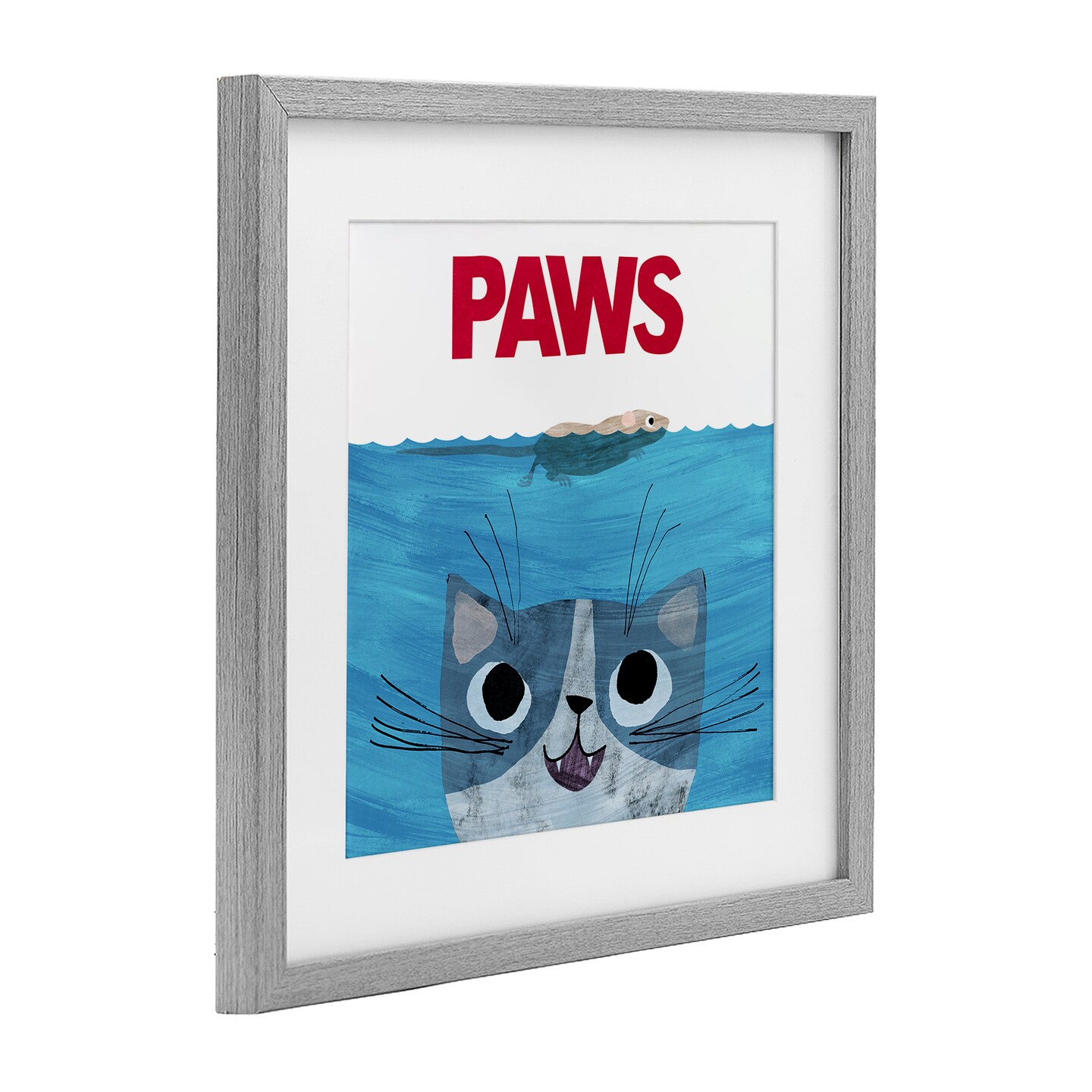 Stupell Industries Paws Cat Movie Parody Framed Print Under Glass, design by Angie Rozelaar