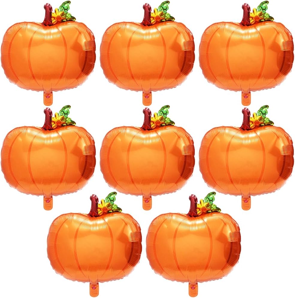 8 Pack Fall Cute Pumpkin Foil Balloons