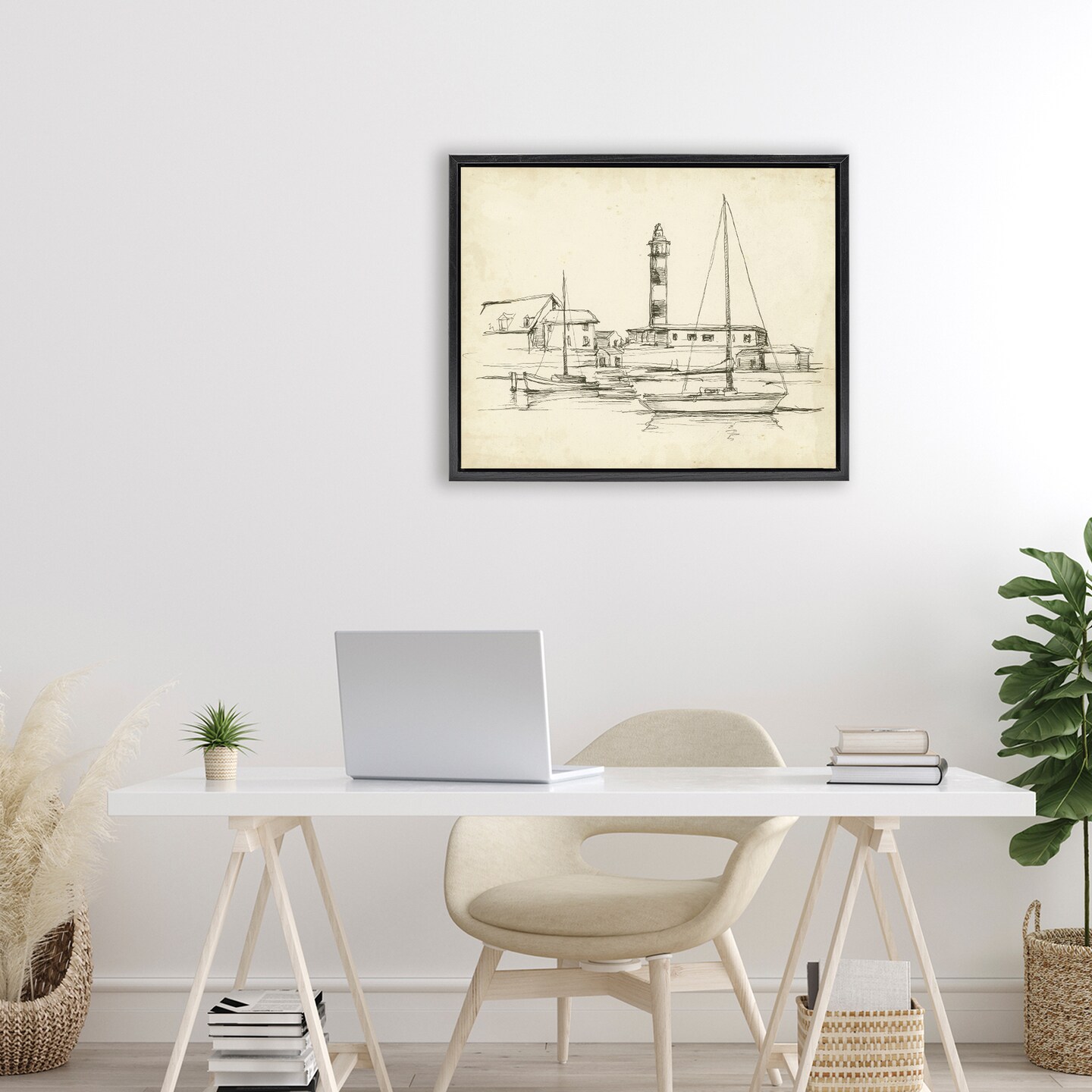 Stupell Industries Antique Lighthouse Study Floating Frame, design by Ethan Harper