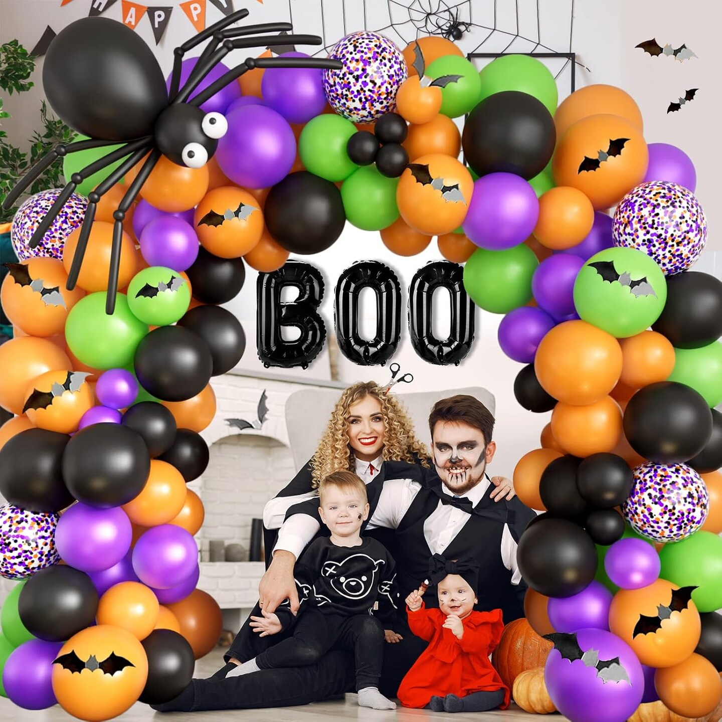 Halloween Balloons Garland Arch Kit with Boo Foil Balloon
