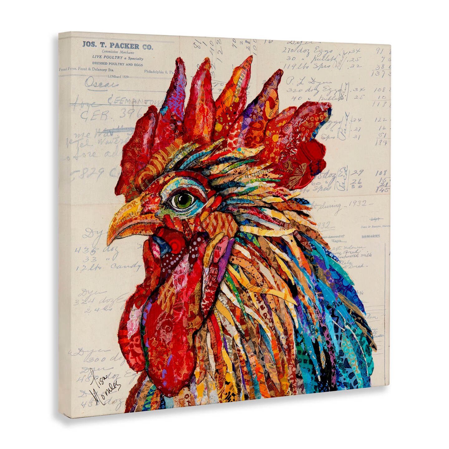 Stupell Industries Bold Patterned Rooster Canvas, design by Lisa Morales