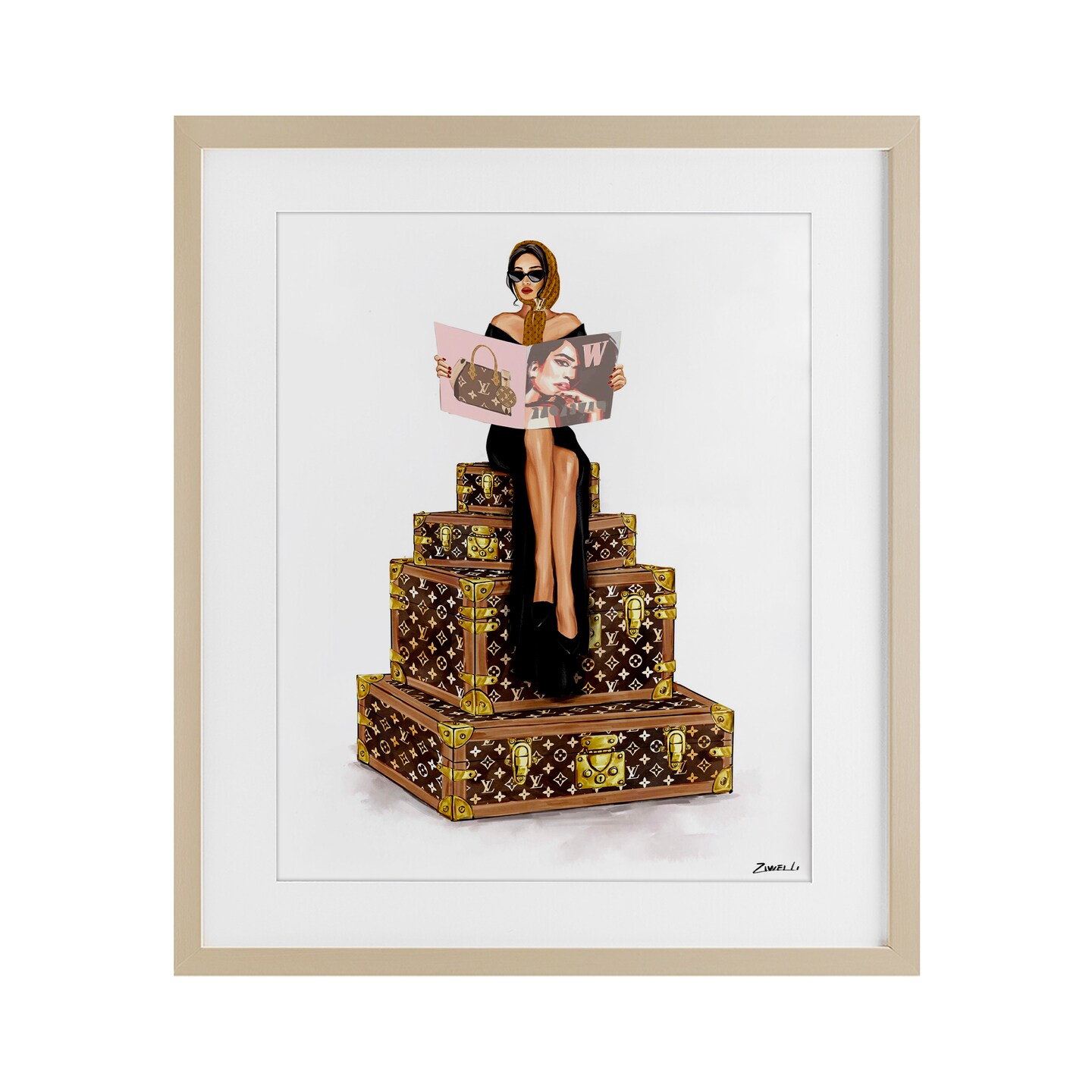 Stupell Industries Luxury Cases & Glam Girl Framed Print Under Glass, design by Ziwei Li