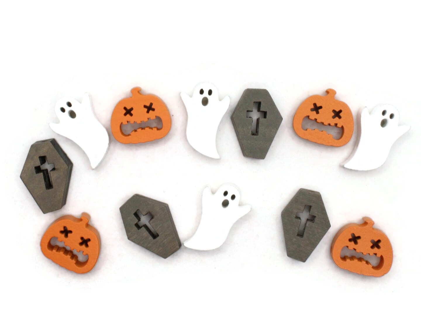 12 Mixed Spooky Halloween Beads to String Jack o lanterns, Ghosts and Graves
