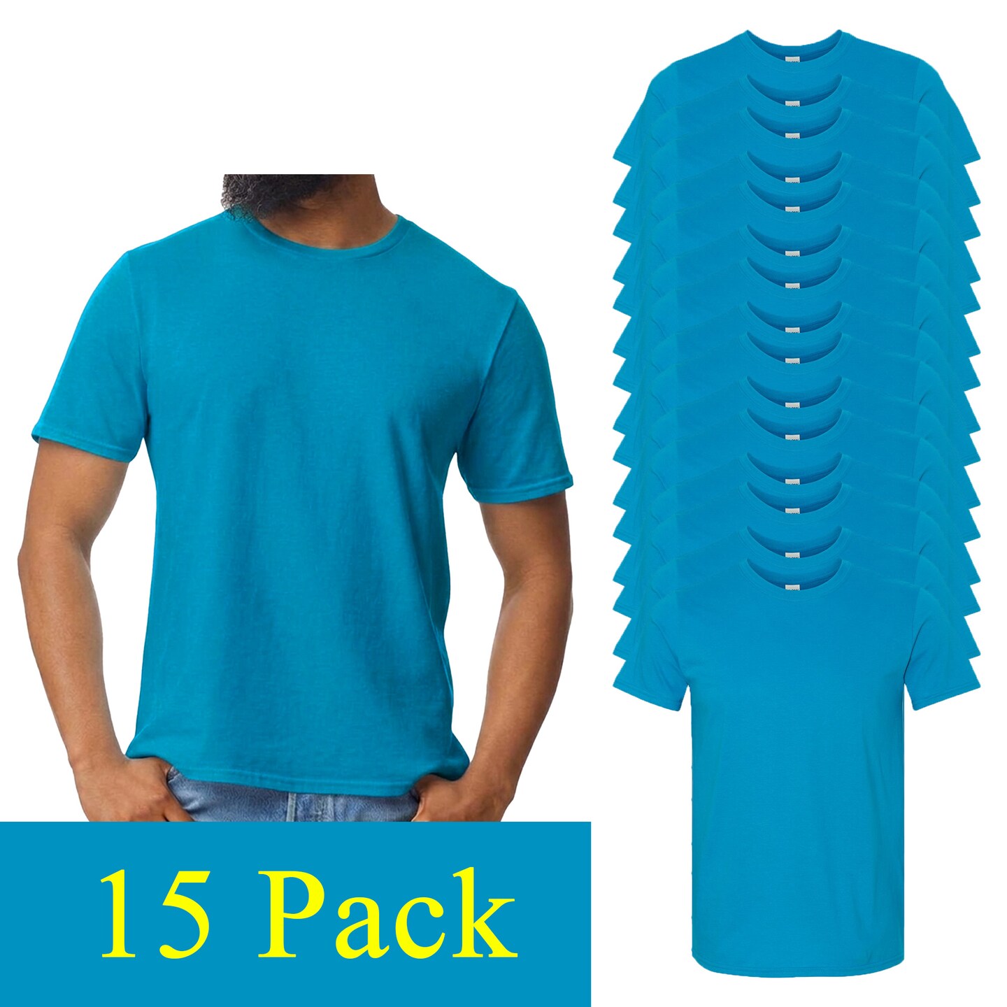 Gildan Softstyle Short Sleeve T-Shirt, Sapphire Color Men's Blank Tee for Custom Printing & Design