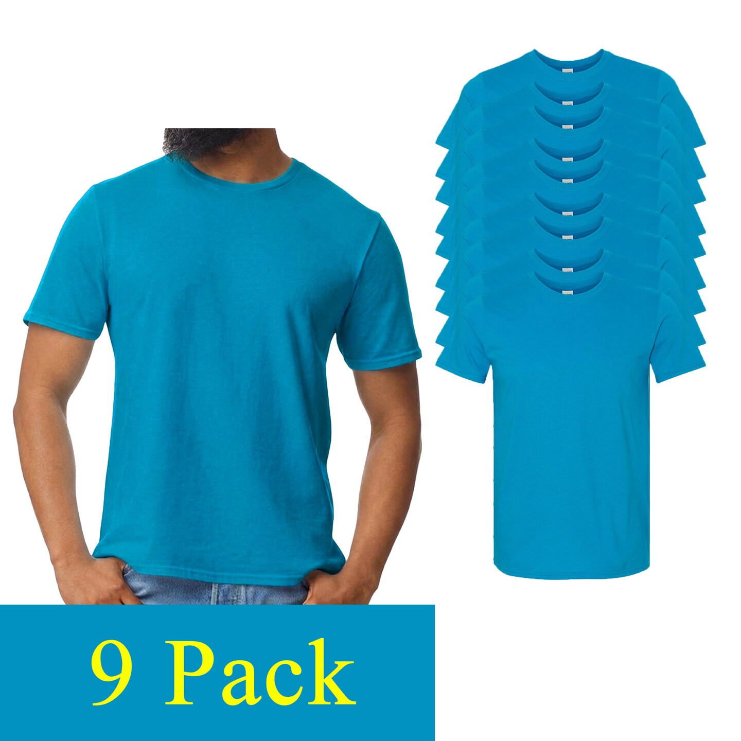 Gildan Softstyle Short Sleeve T-Shirt, Sapphire Color Men's Blank Tee for Custom Printing & Design