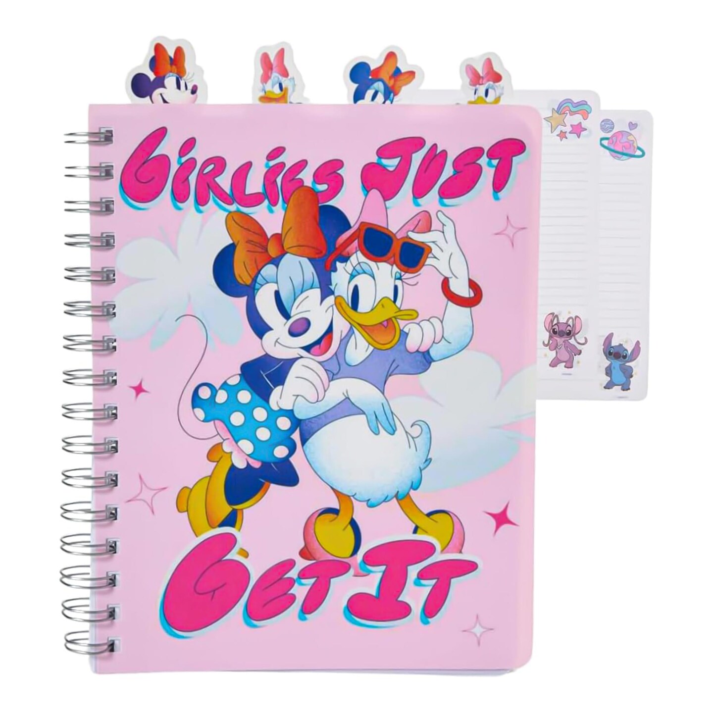 Disney Minnie Mouse and Daisy Duck "Girlies Just Get It" 4 Tab Spiral Journal