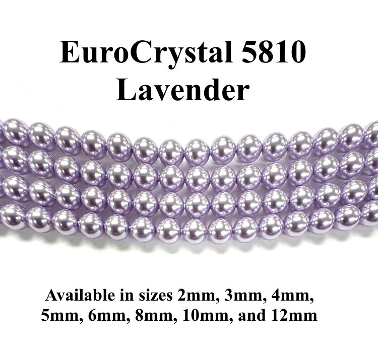 Lavender EuroCrystal 5810 Round Pearls - 2mm, 3mm, 4mm, 5mm, 6mm, 8mm, 10mm, and 12mm - Strands - Made in Austria
