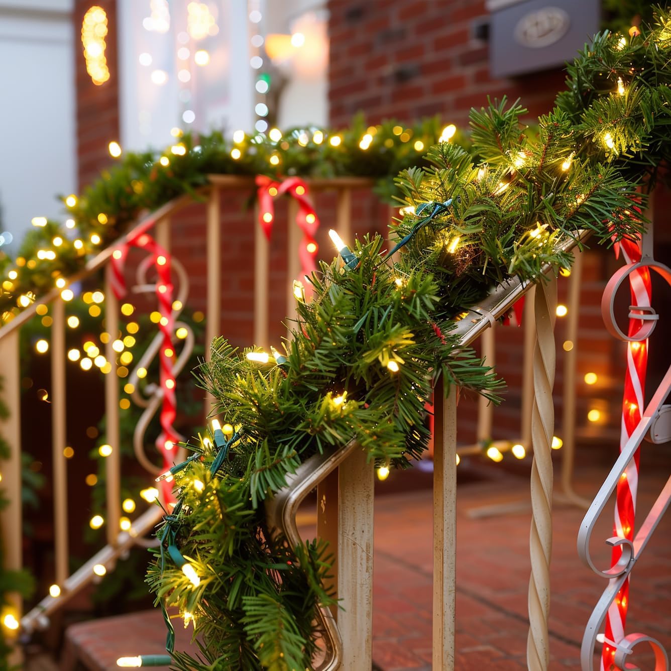 9 FT Pre-lit Christmas Garland Holiday Artificial 50 Led Light