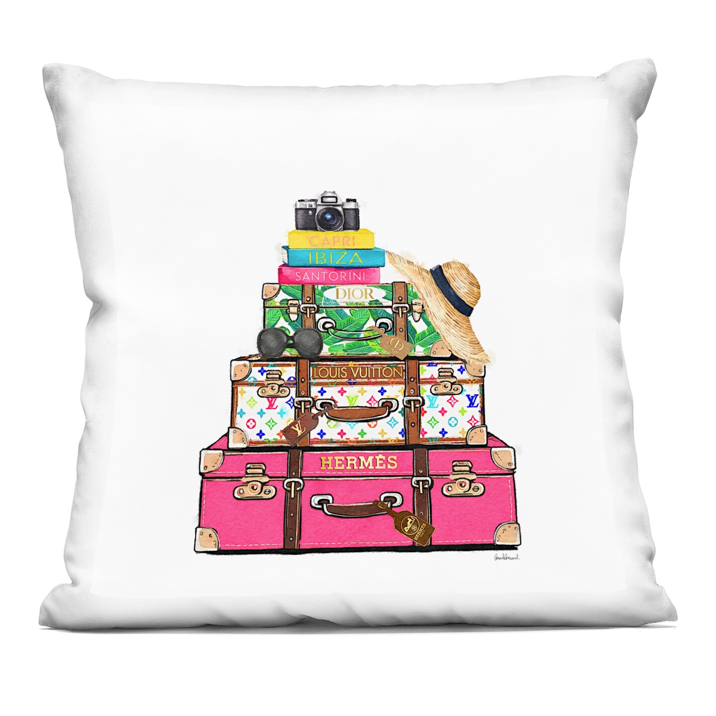 Stupell Industries Bold Glam Travel Cases Decorative Printed Throw Pillow design by Amanda Greenwood, 18 x 7 x 18