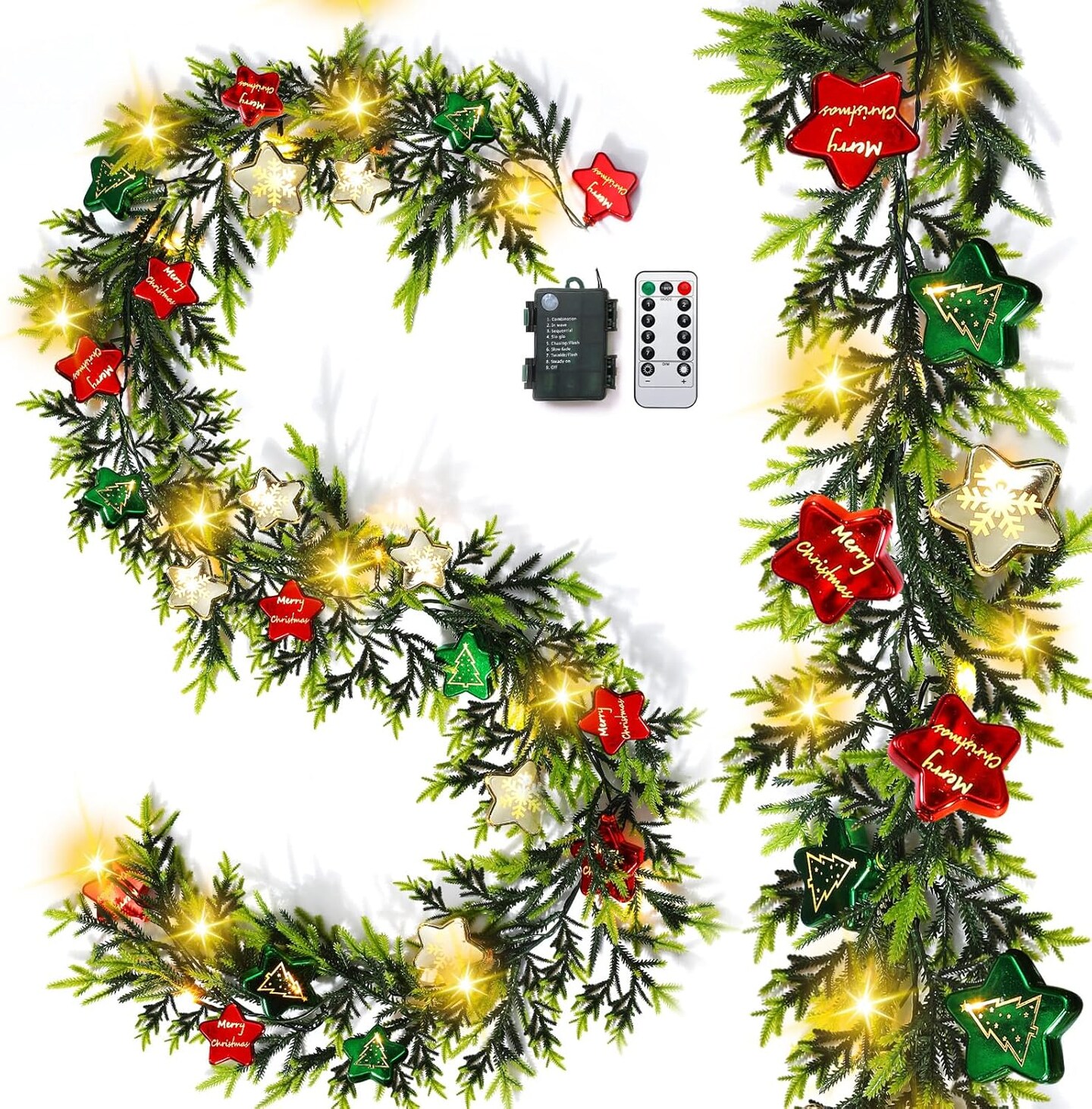 2 Pcs Prelit Christmas Garland