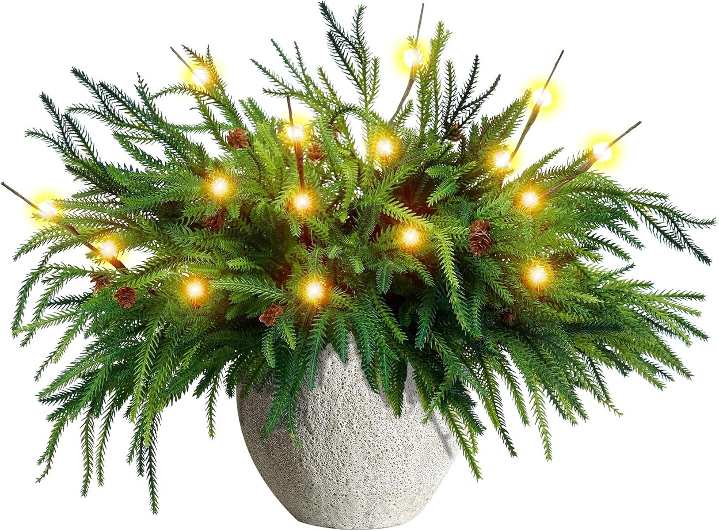 12 Pcs Christmas Garland Norfolk Pine Branches With Lights