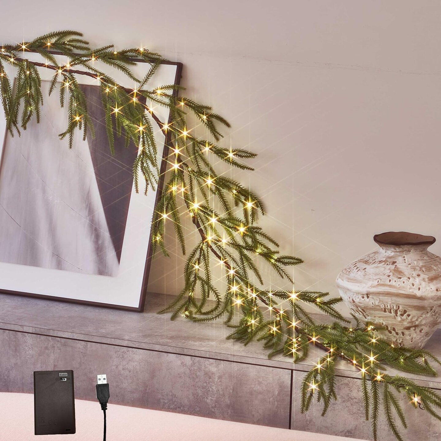 Lighted Norfolk Pine Garland