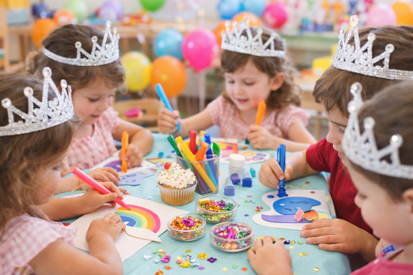 Sparkly Silver Tiara – Glitter Crown Headband for Dress Up, Parties & Classroom Crafts