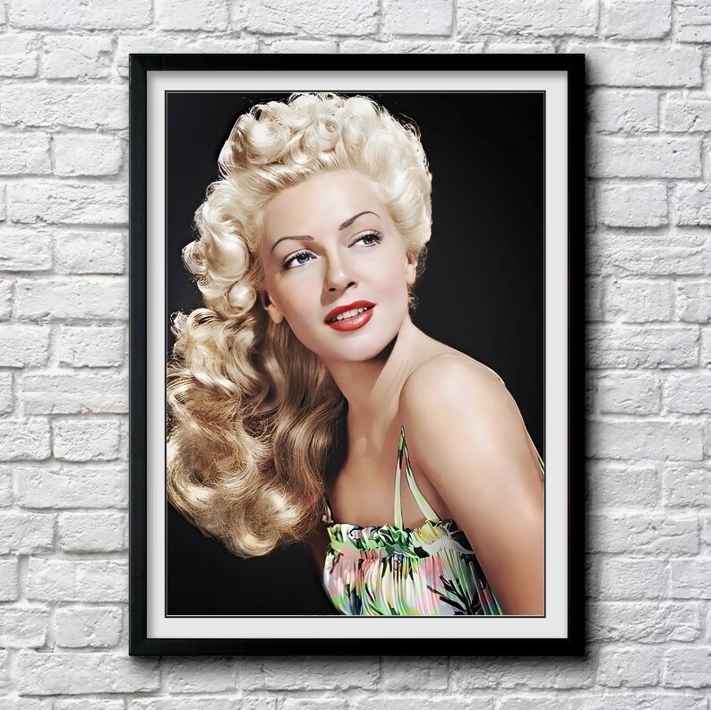Lana Turner glamour photo c. 1940's, color, multiple sizes