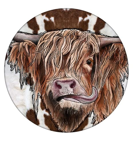Highland Cow Cattle Ceramic Car Coaster Set for Women Man 2.56&#x22; (2 Pack)