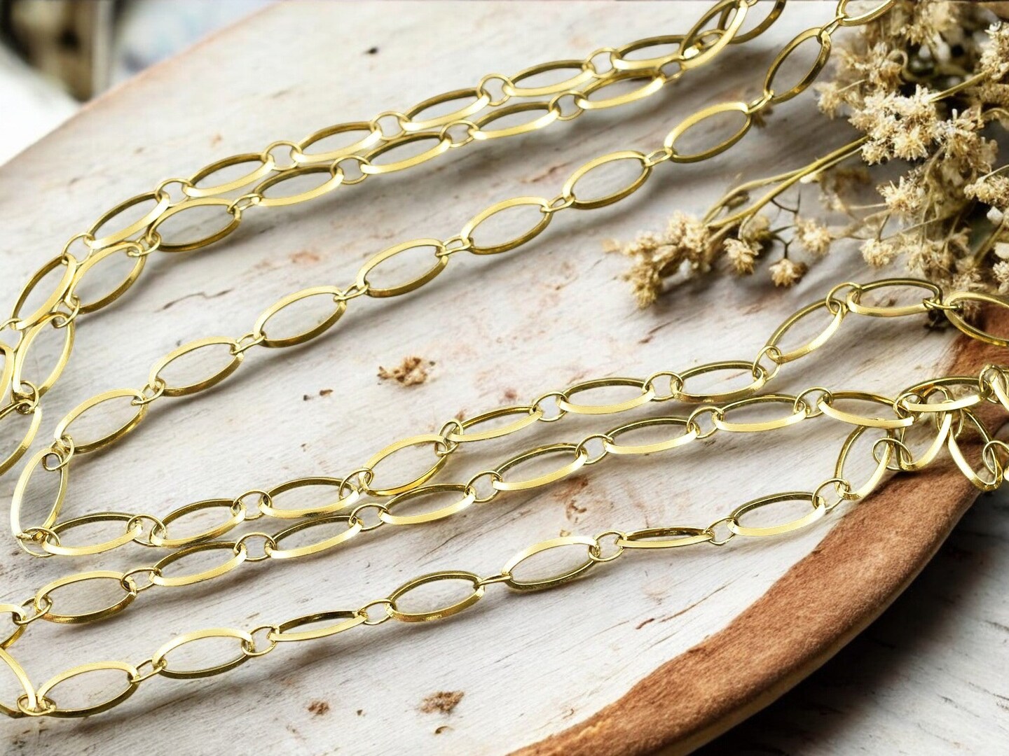 9x5mm 18K Gold Plated 304 Stainless Steel Soldered Oval Paperclip Chain (1ft)