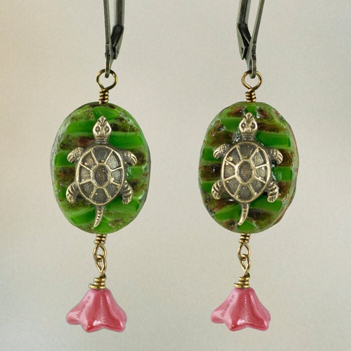 Raw Brass Turtle Charms Stampings - Set of Six - B-C67