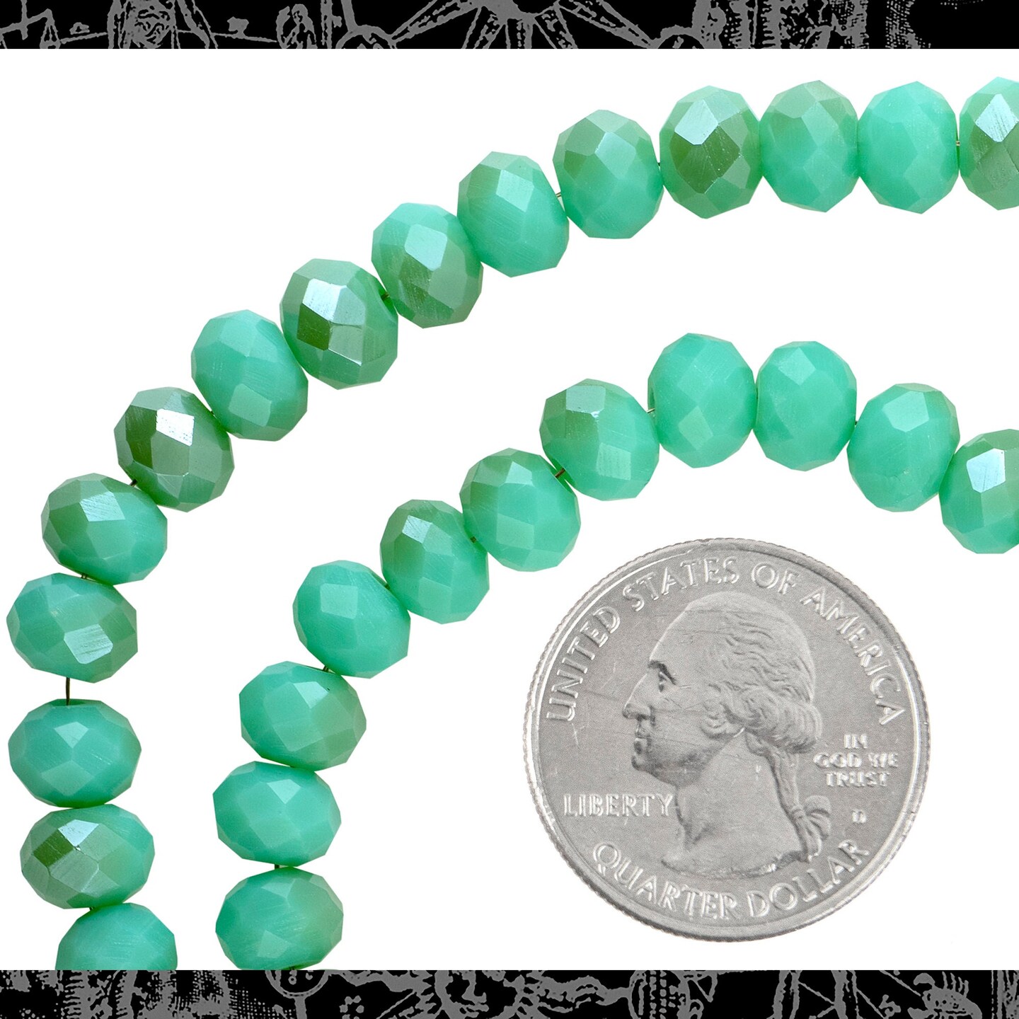 Mint 8mm x 6mm Rondelle Crystal Beads - Bead-B69