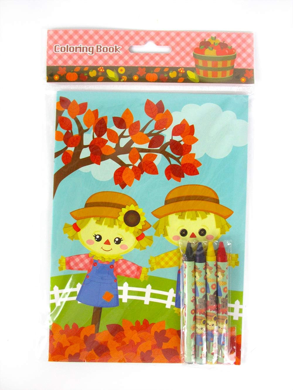 TINYMILLS Fall Harvest Thanksgiving Coloring Book Set for Kids Party Favors with 12 Coloring Books and 48 Crayons Party Supplies Favor Bag Filler Thanksgiving Fall Carnival