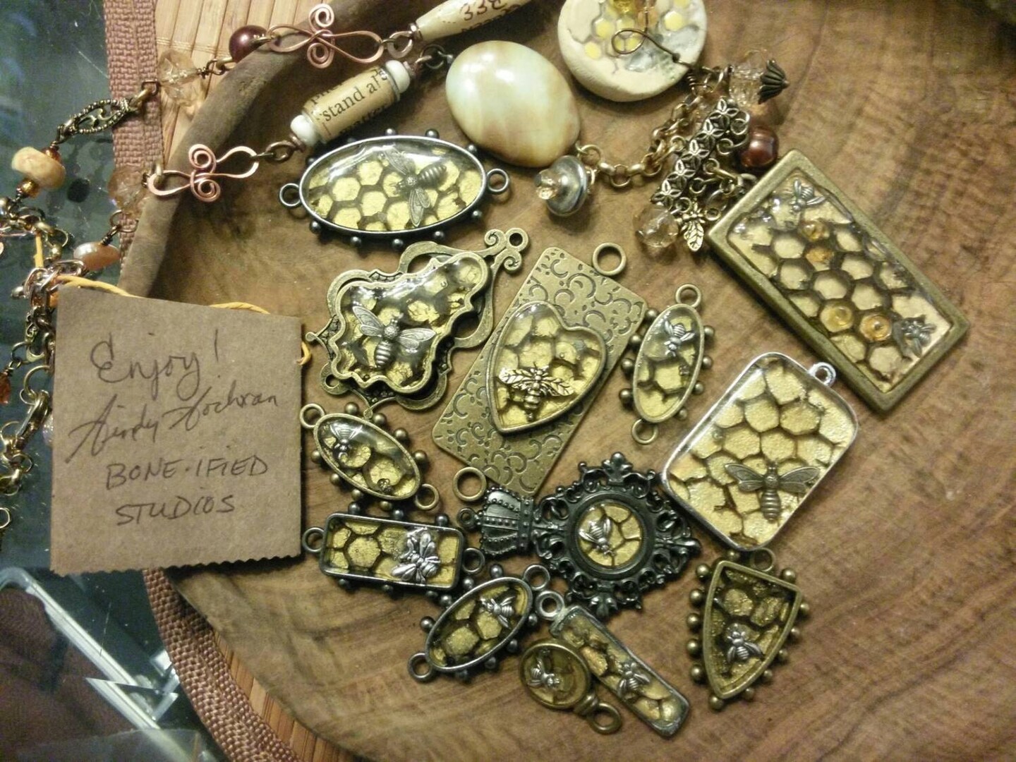Antiqued Brass Tiny Bee or Fly Charms - Set of Six - AB-C41