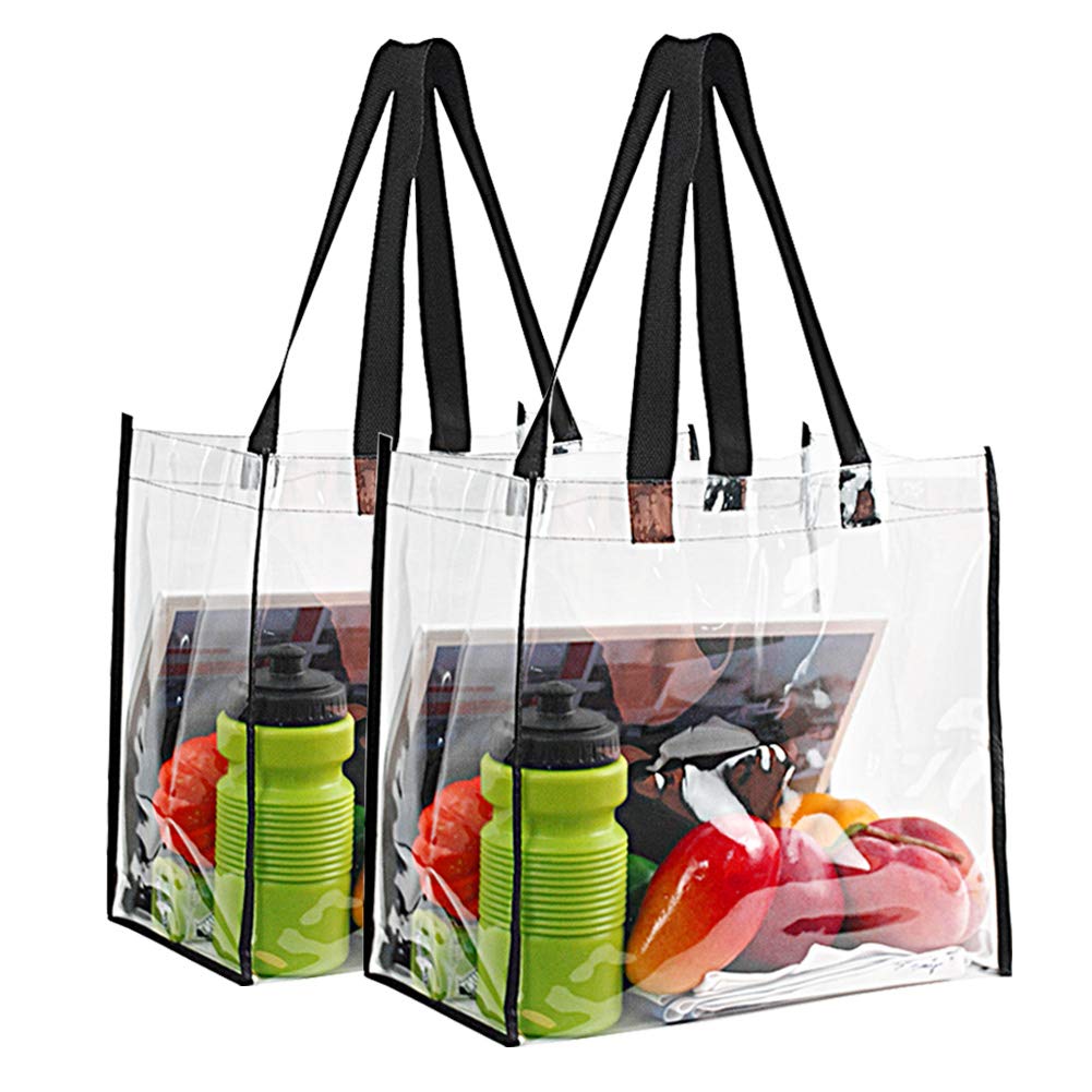 2-Pack Stadium Approved Clear Tote Bag, Stadium Security Travel &#x26; Gym Clear Bag, Perfect for Work, School, Sports Games and Concerts,12&#x22;X 12&#x22;X 6&#x22;