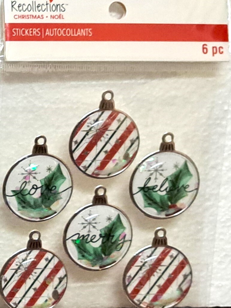 Recollections Christmas Ornament Dome Shaker Dimensional Stickers