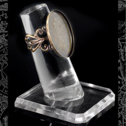 Antiqued Bronze Filigree Ring Blanks with Round 25mm Settings - Set of Six - RING2