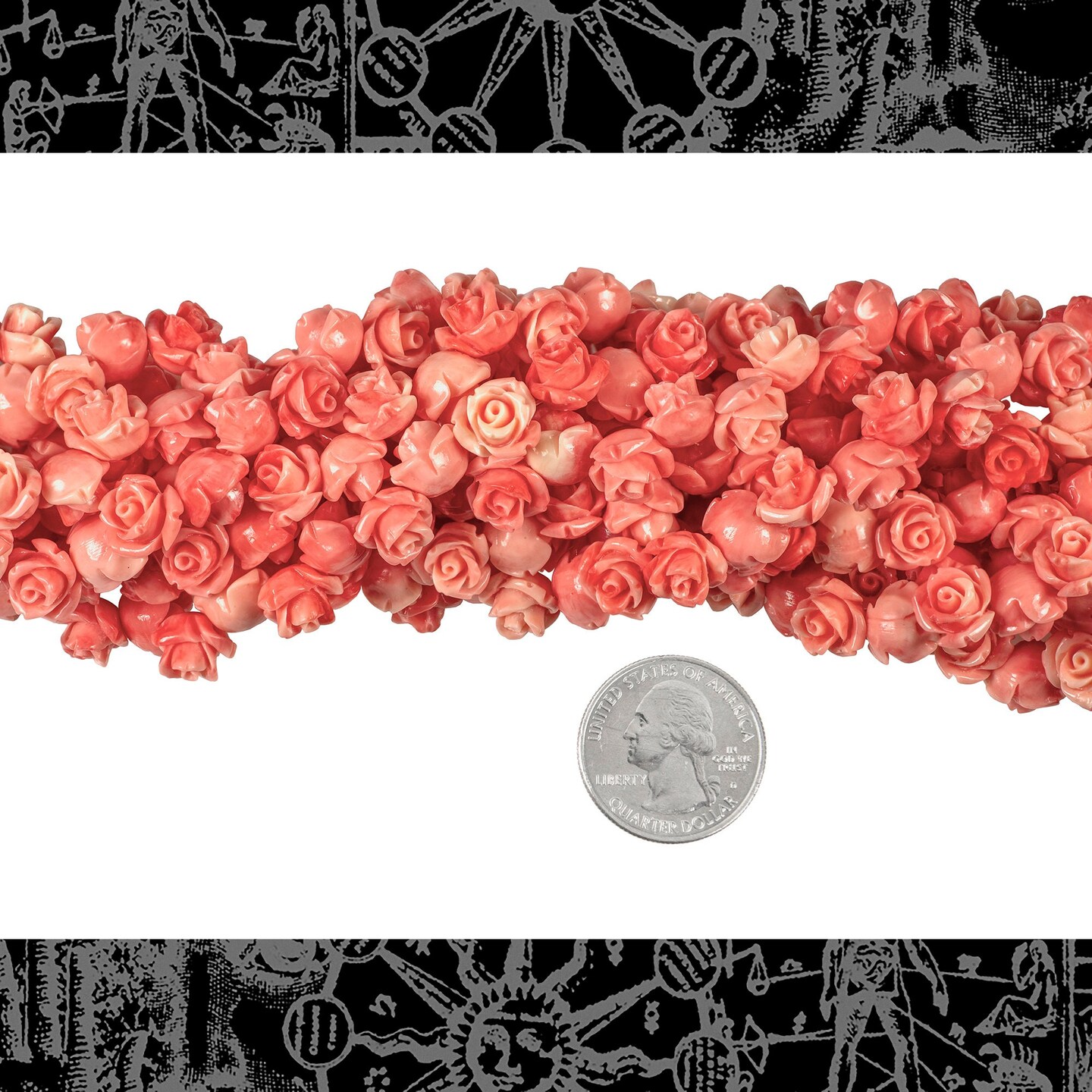 Carved Coral Rose Beads - Bead-B76